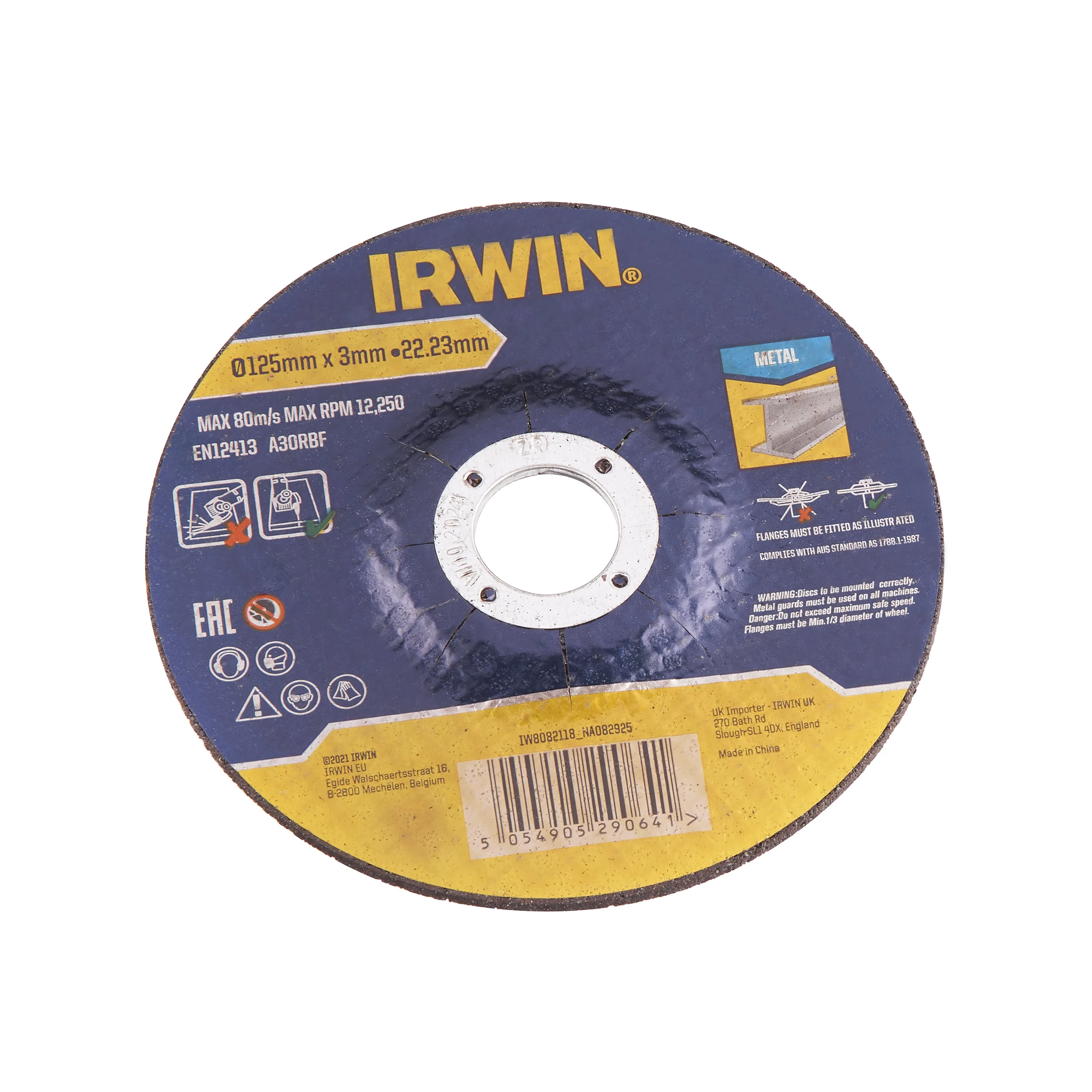 Irwin Doorslijpschijven Ø125 Mm. Dikte 3 Mm. Voor Metaal. 6 Stuks. 4 Irwin Doorslijpschijven Ø125 Mm. Dikte 3 Mm. Voor Metaal. 6 Stuks. - Afbeelding 2