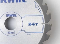 Irwin Cirkelzaagblad Ø184 Mm. Inclusief Reduceerringen Waardoor Geschikt Voor Asgat 16, 20 En 30 Mm, Vertanding 24T -IRWIN Winkel 41 68