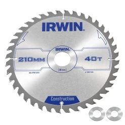 Irwin Cirkelzaagblad Ø210 Mm. Inclusief Reduceerringen Waardoor Geschikt Voor Asgat 16, 20 En 30 Mm, Vertanding 40T
